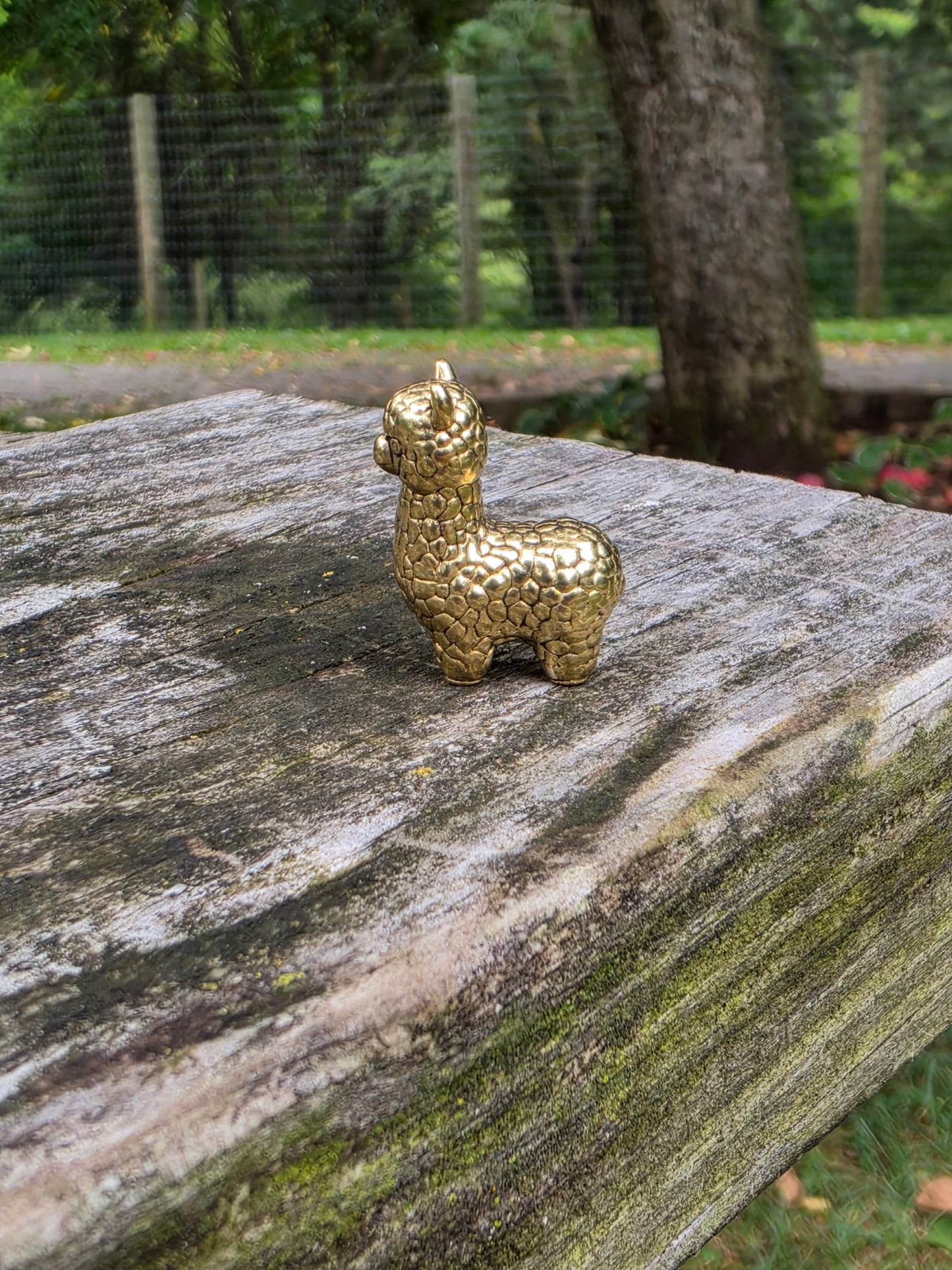 Tiny Brass Alpaca Figurine for Trinket Shelf