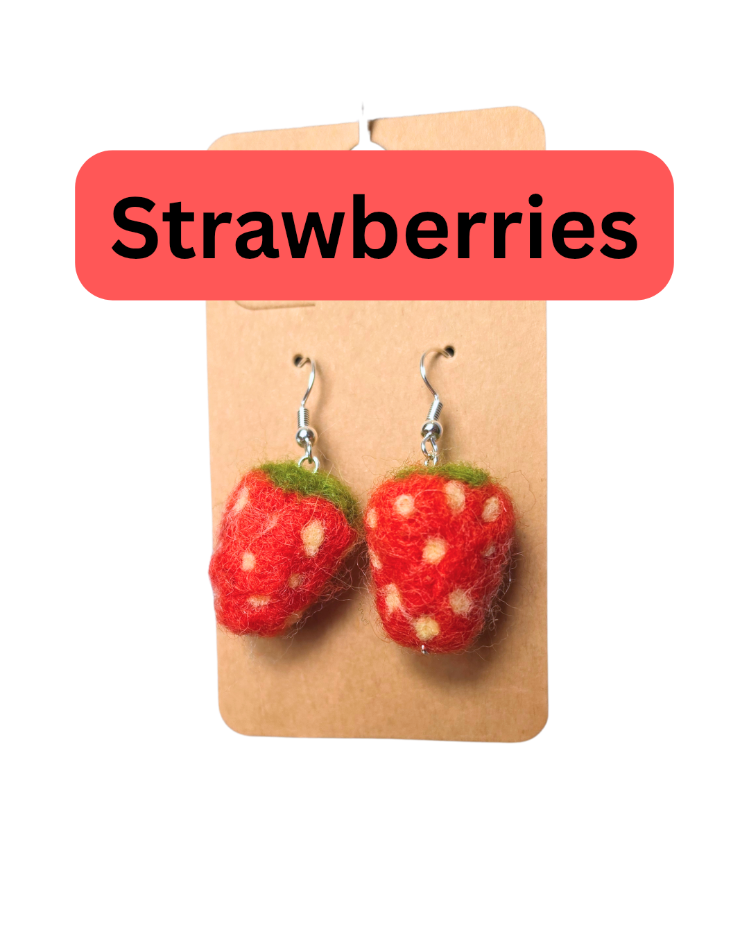 Strawberry Needlefelted Earrings