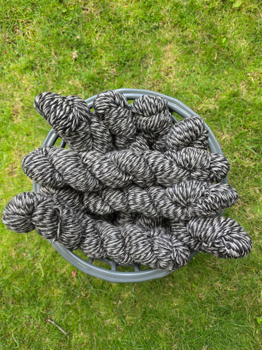 Barberpole 100% Alpaca Yarn Pearls, Herbie, Leia & Fifi- Worsted Black & Gray