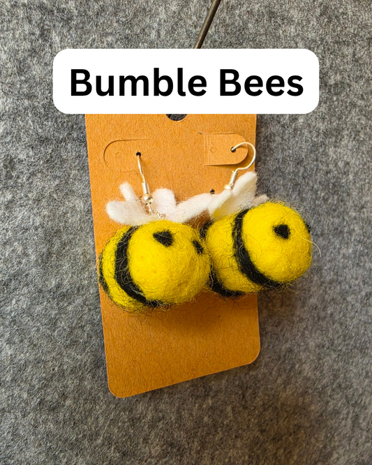 Bumble Bee Needlefelted Earrings