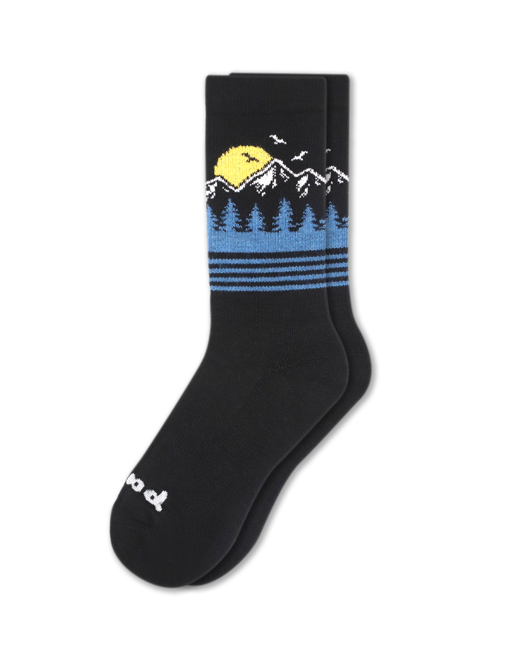 Men's Pacas Crew Socks Black Mountain Scene