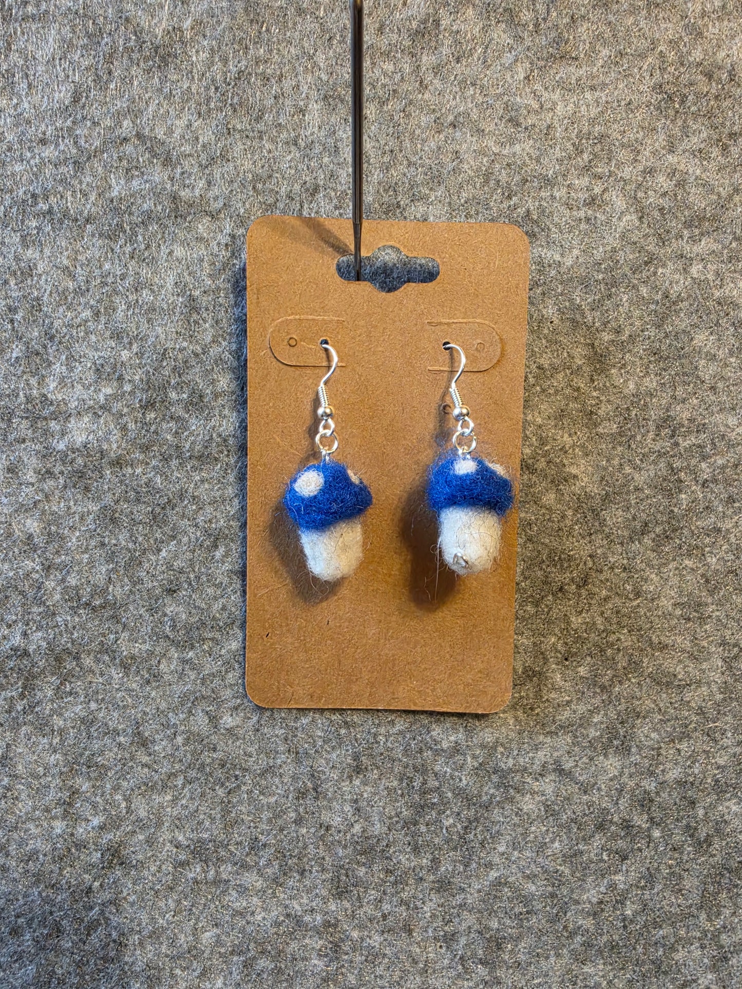 Blue Mushroom Needlefelted Earrings