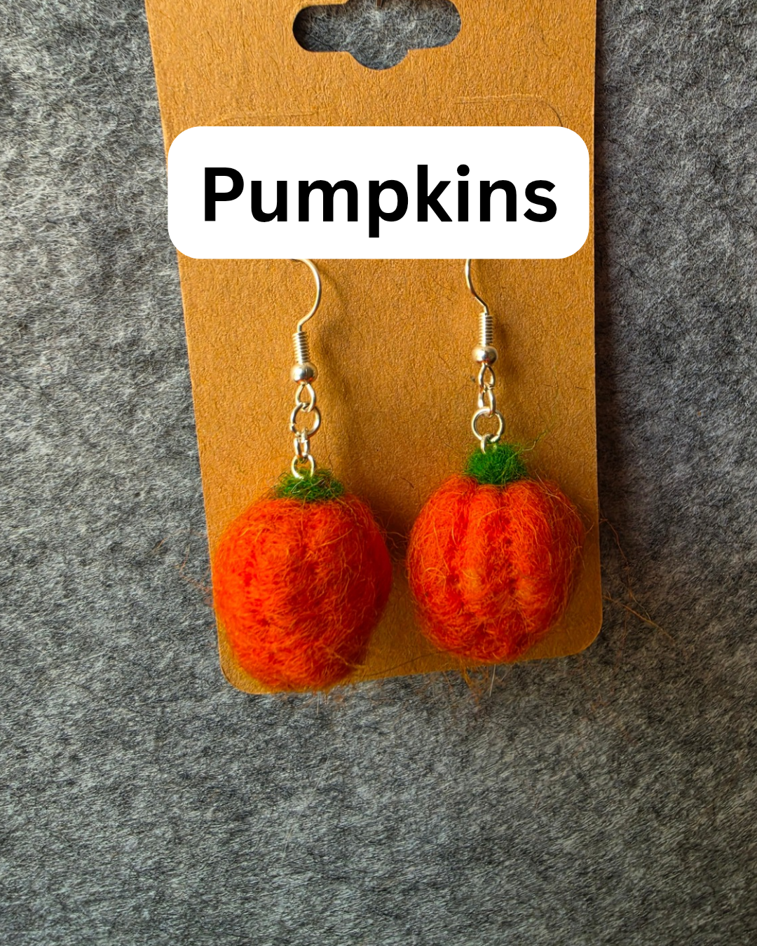 Pumpkin Needlefelted Earrings