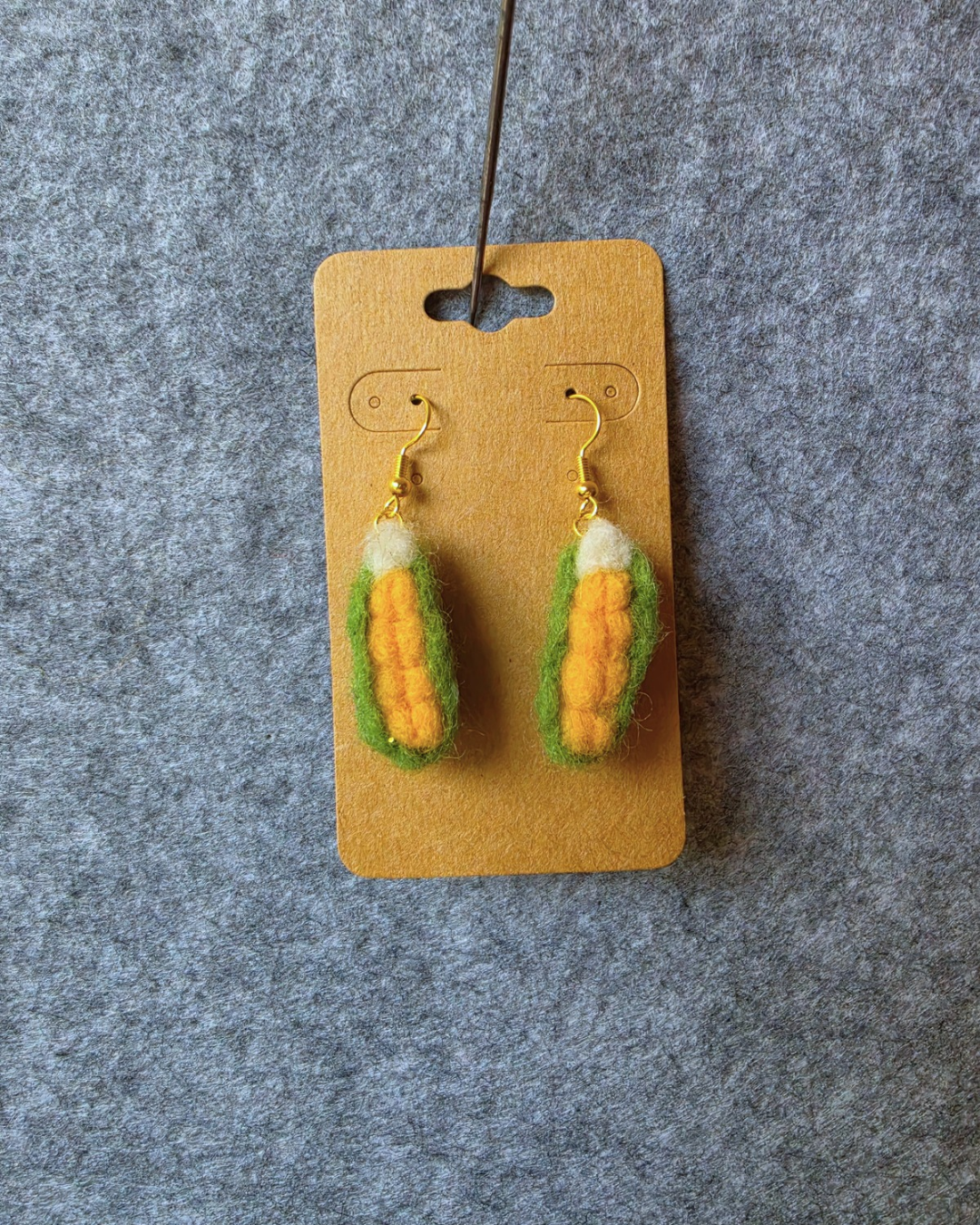 Ear of Corn Needlefelted Earrings