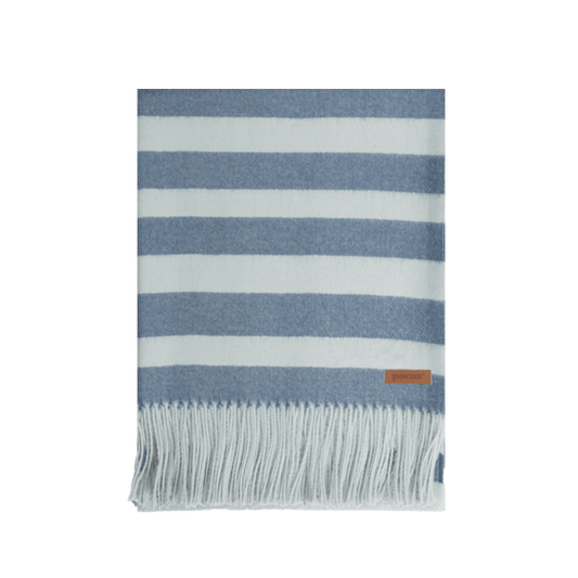 100% Alpaca Pacas Brand Blue Stripe Throw Blanket